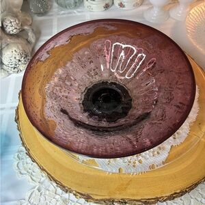 Elegant Purple Glass footed Art Bowl